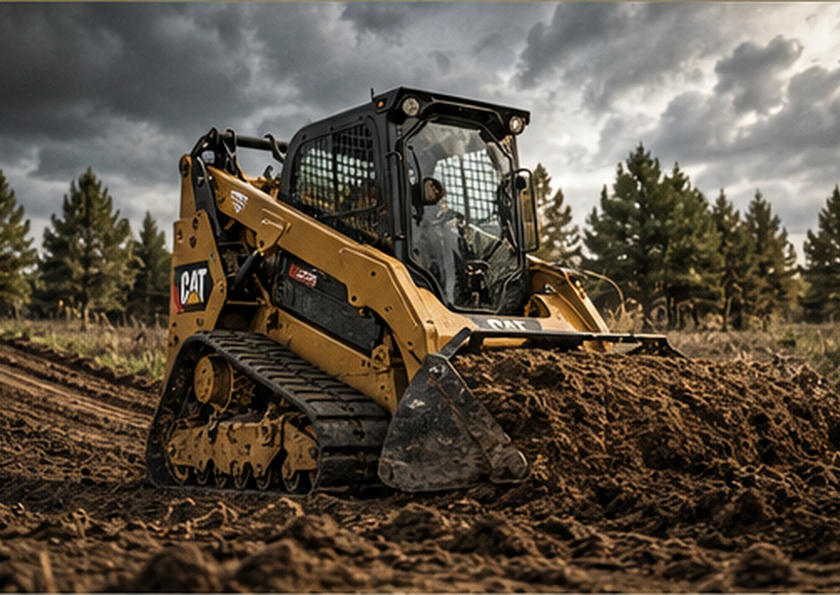 Land services equipment working on property